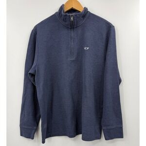 Vineyard Vines Quarter Zip Pullover Heathered Blue Speckled Logo Men's Size L